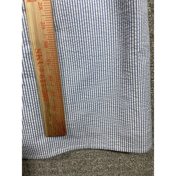 J Crew Factory Dress Size 14 Blue & White Stripe Seersucker Jumper Strappy - Picture 8 of 12
